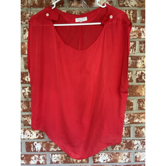 Rag & Bone 100% Silk Women's Handkerchief/Asymmetrical Red Sleeveless Top Size 4 - Picture 1 of 5